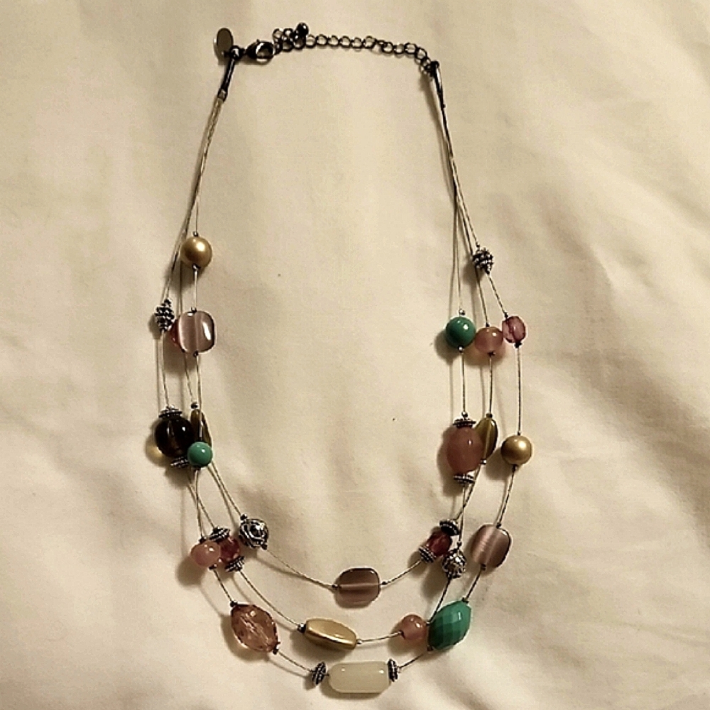 Lia Sophia Colorful Beaded Fantasia Necklace 15 inches Rainbow
